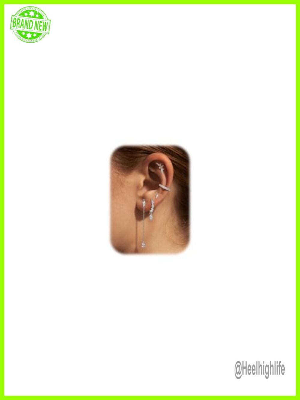 14k Gold Plated Dangle Earrings for Women, 5 Pairs Hoop Chain Earrings Stacks